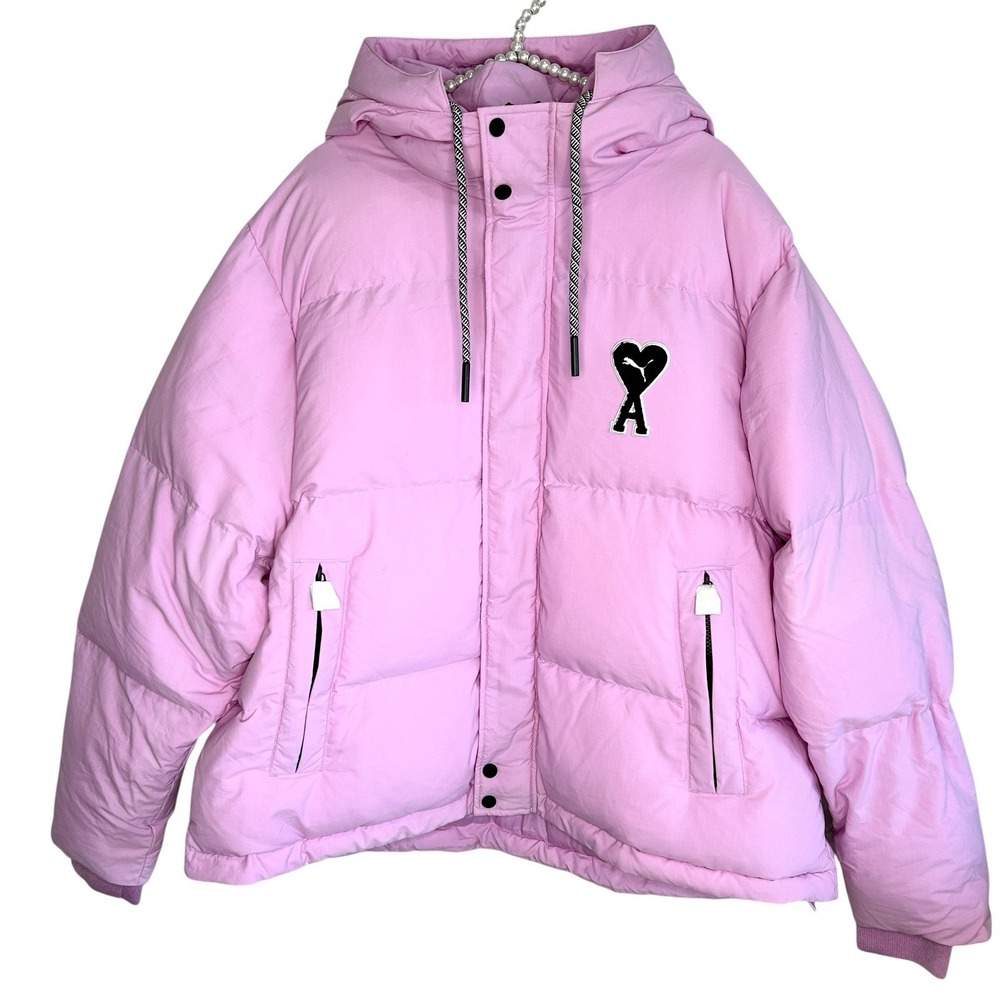 Puma Ami‎ Puffer Jacket Hoodie Large PInk Zip Winter Ski Outdoors Sold Out NWT